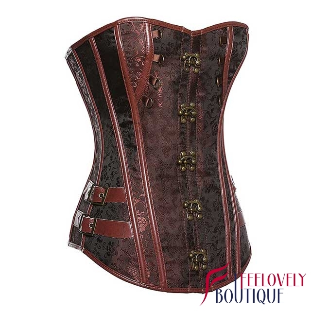 Jacquard Steampunk Corset Tops Gothic Boned Training Corset