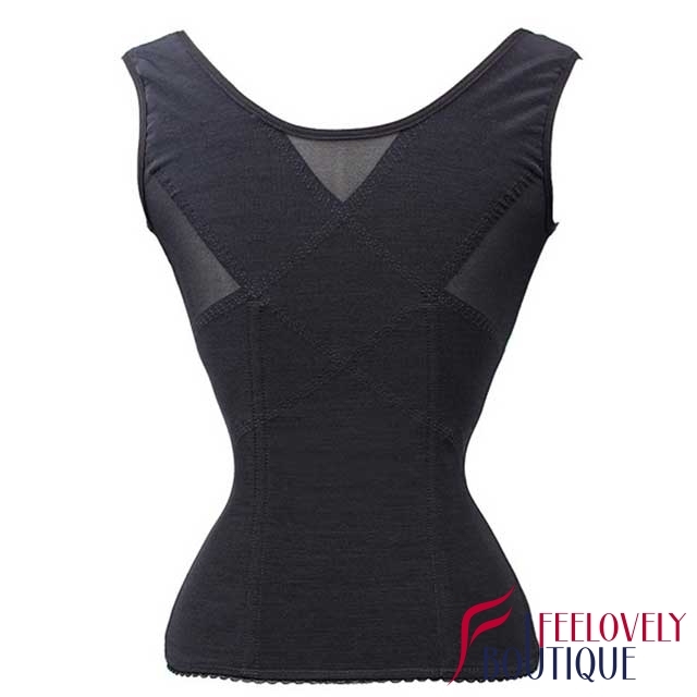 Front Hook And Eye Steel Boned Lace Waist Shaper Tummy Control Body Shaper Vest