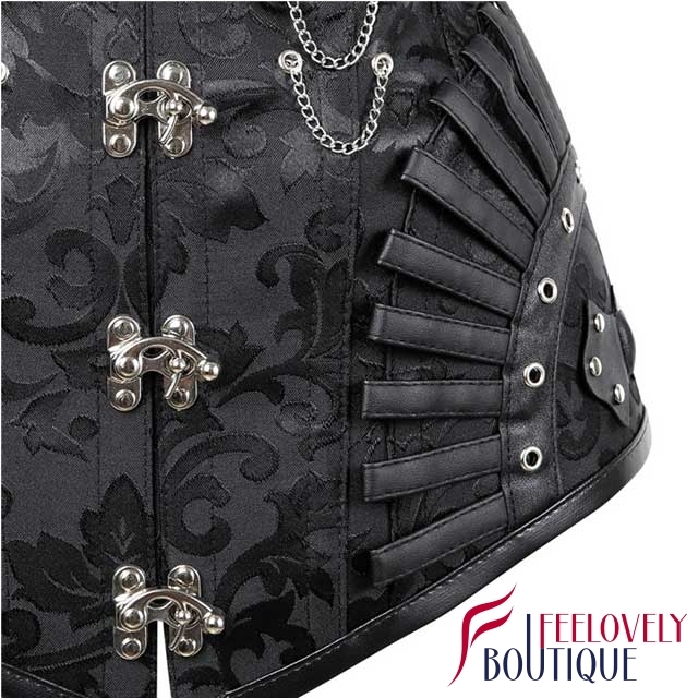 14 Steel Boned Jacquard Steampunk Corset