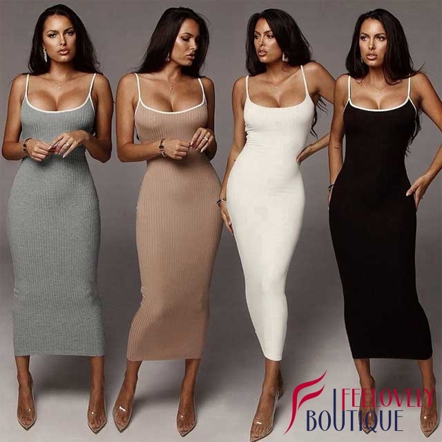 Sleeveless Ribbed Midi Dress