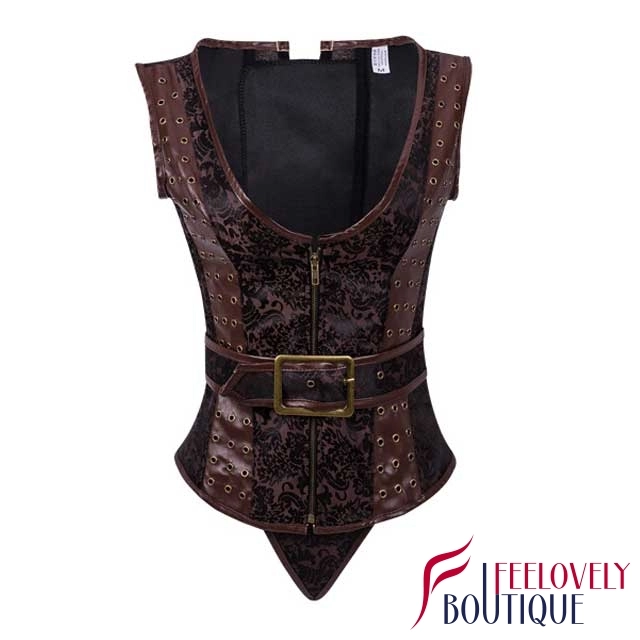 12 Steel Boned Brocade Steampunk Corset