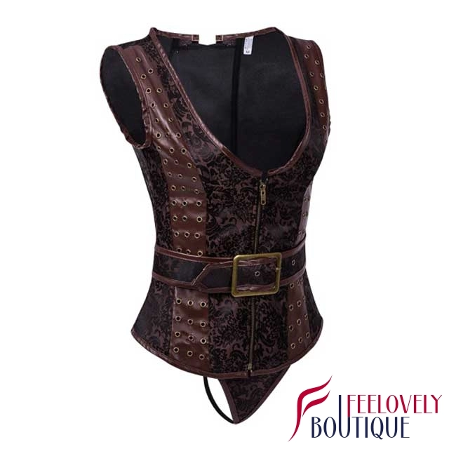 12 Steel Boned Brocade Steampunk Corset