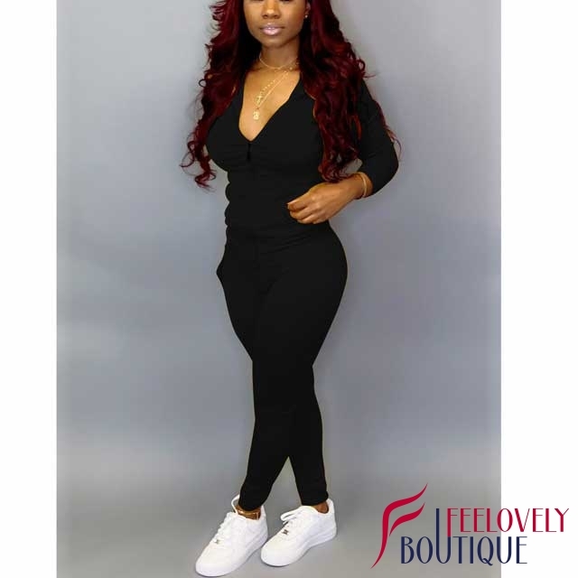 Solid Long Sleeve Tracksuit Set
