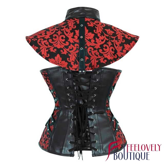 Rivets Steel Boned Brocade Gothic Corset