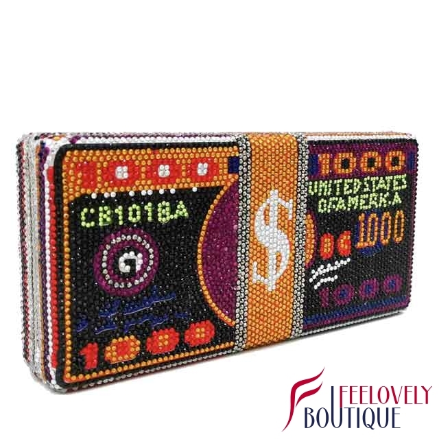 Colorful Diamond Money Clutch