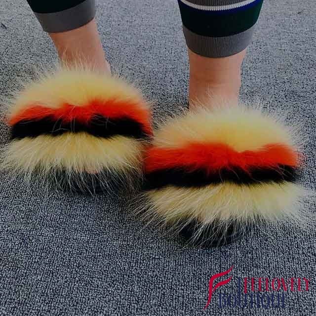 Colorful Fur Slide Sandals