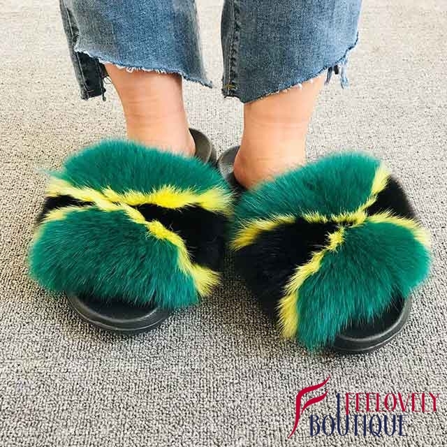 Colorful Fur Slide Sandals