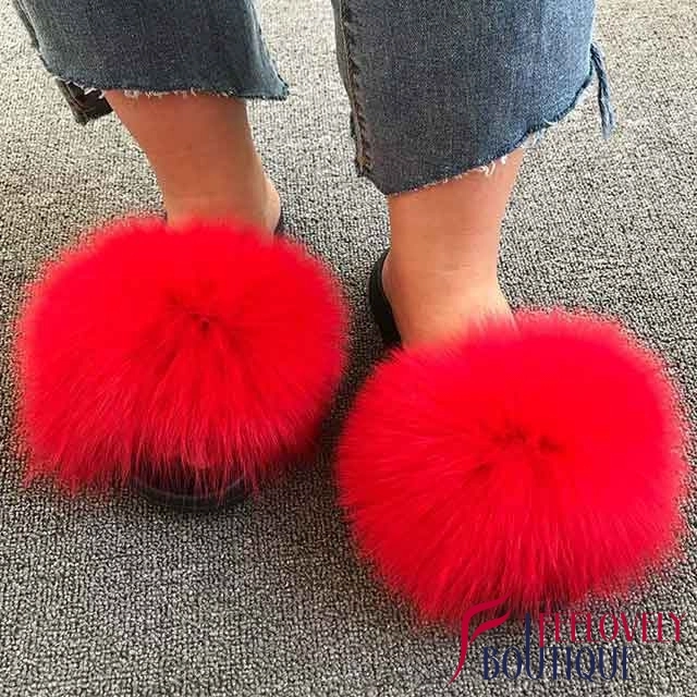 Solid Color Fur Slide Sandals