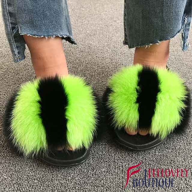 Colorful Fur Slide Sandals