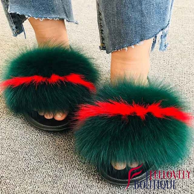 Colorful Fur Slide Sandals