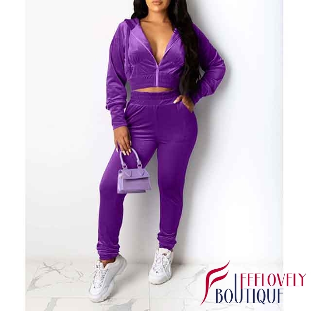 Velvet Long Sleeve Jogging Suit