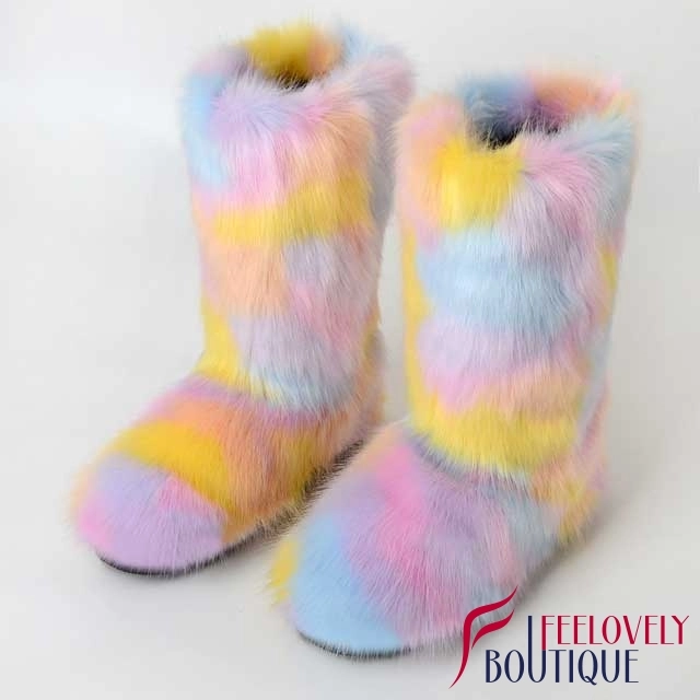 Colorful Fur Boots