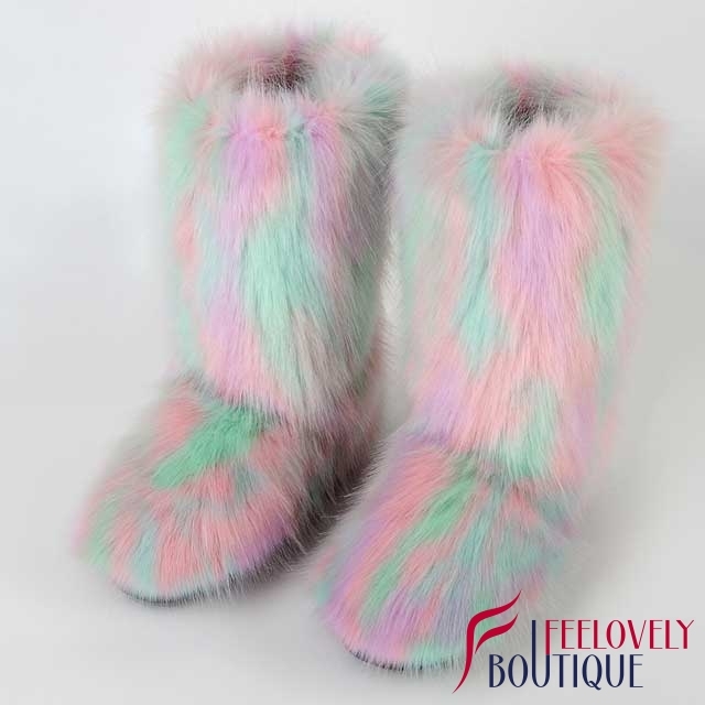 Colorful Fur Boots