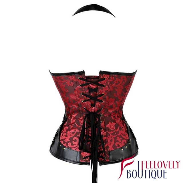 Steampunk Brocade Clasp Halter Overbust Corset