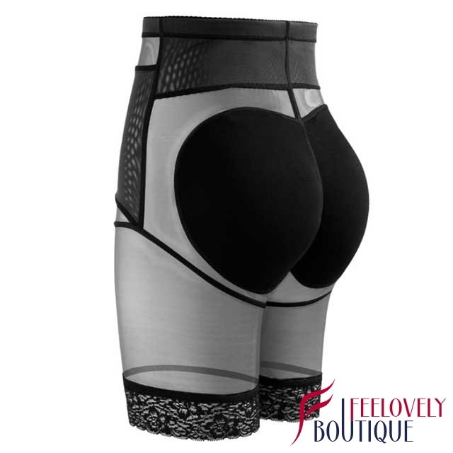 Lace Trim High Waist Butt Lifting Padded Panties