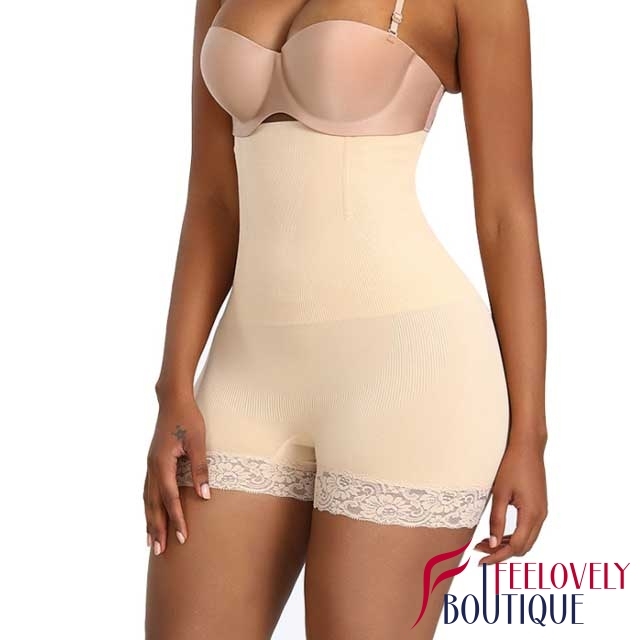 Lace Trim High Waist Postpartum Panties