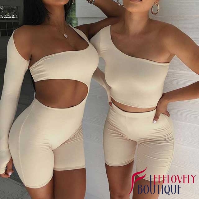 Hollow Out Single Sleeve Fitness Romper