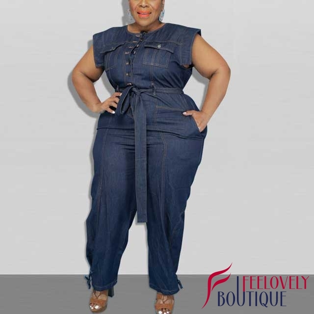 Plus Size Casual Jeans Jumpsuit