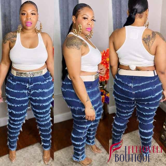 Plus Size Fringe Skinny Jeans