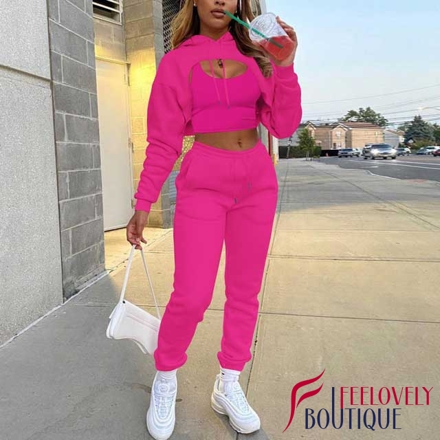Hooded Top Casual Jogging Suit(3 piece set)