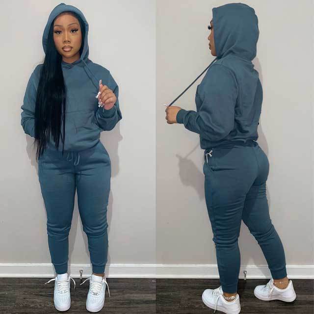 Hoodie Top Casual Sporty Pants Set