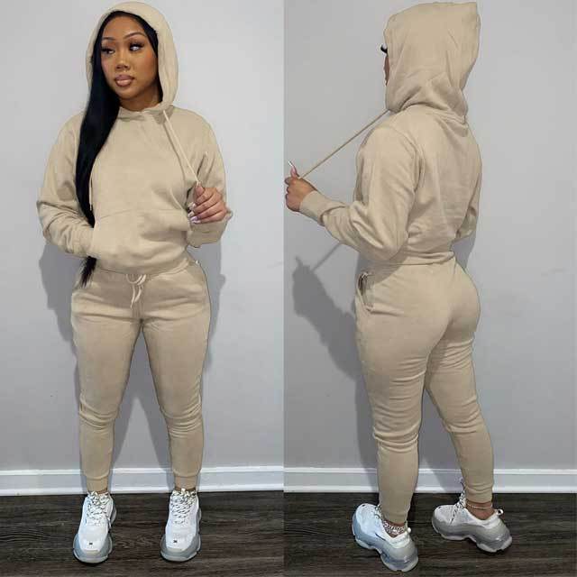 Hoodie Top Casual Sporty Pants Set