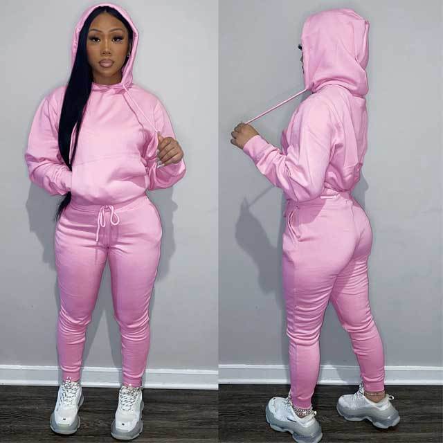 Hoodie Top Casual Sporty Pants Set