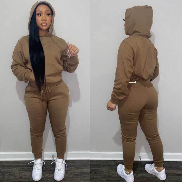 Hoodie Top Casual Sporty Pants Set