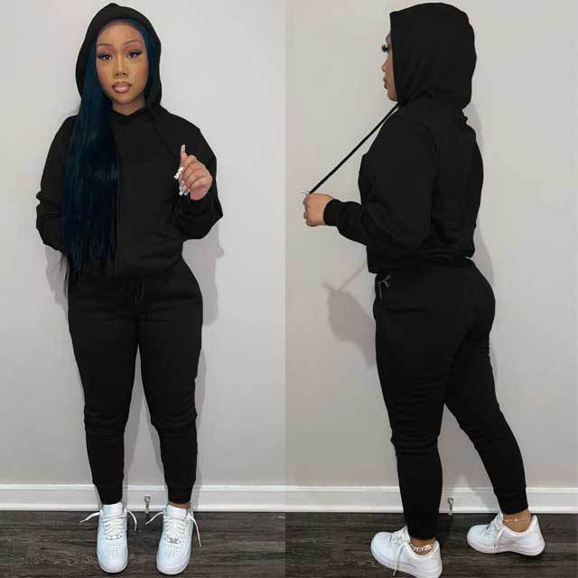 Hoodie Top Casual Sporty Pants Set