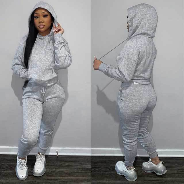 Hoodie Top Casual Sporty Pants Set