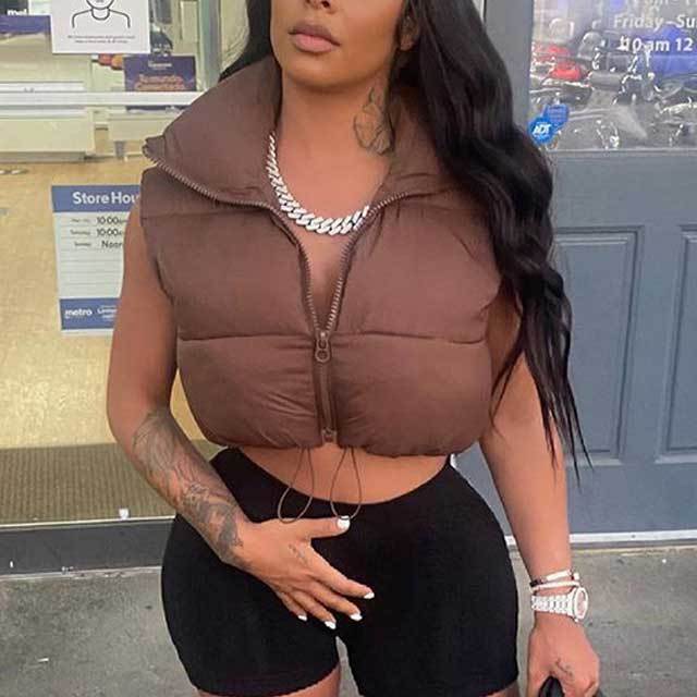 Zipper Sleeveless Down Jacket