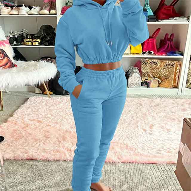 Casual Hoodie Top Jogging Pants Set