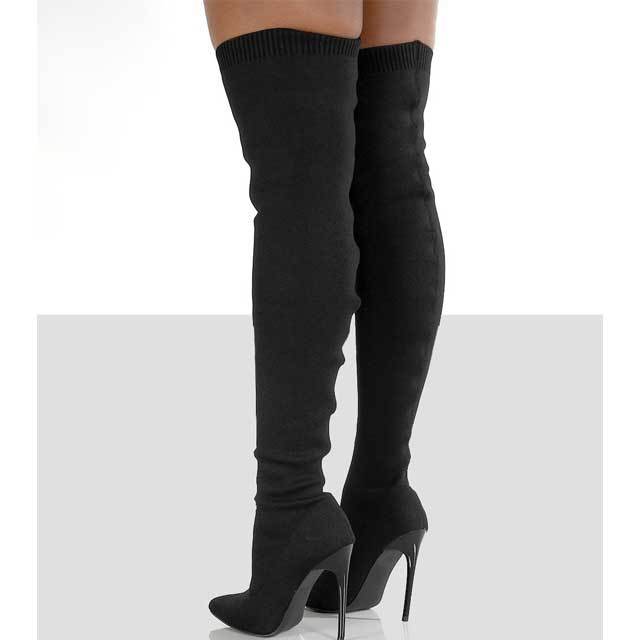 Knitted High Heel Over Knee Boots