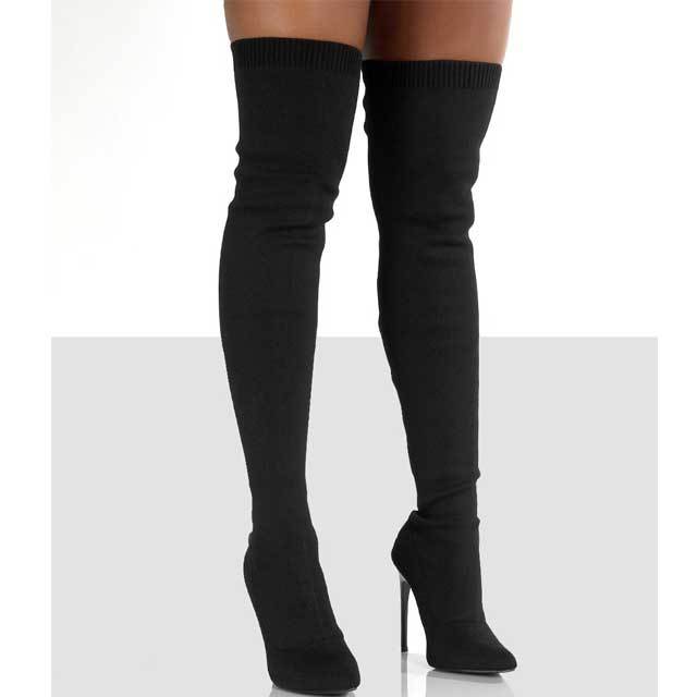 Knitted High Heel Over Knee Boots
