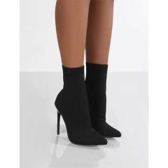 Pointed Toe Knitted High Heeled Boots