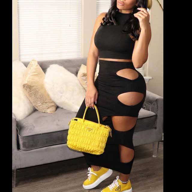 Hollow Out Bodycon Skirt Set
