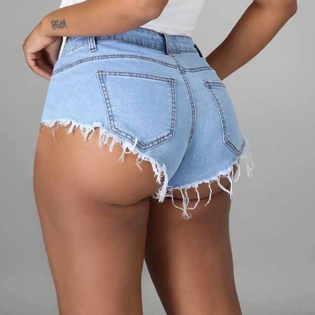 Lace-Up Denim Shorts