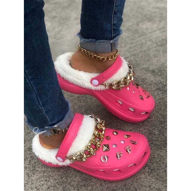 OFFICIAL Chains Fuzzy Liner Casual Clogs