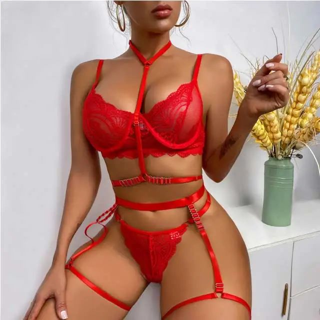 Choker Lace Bra Set(3 piece set)