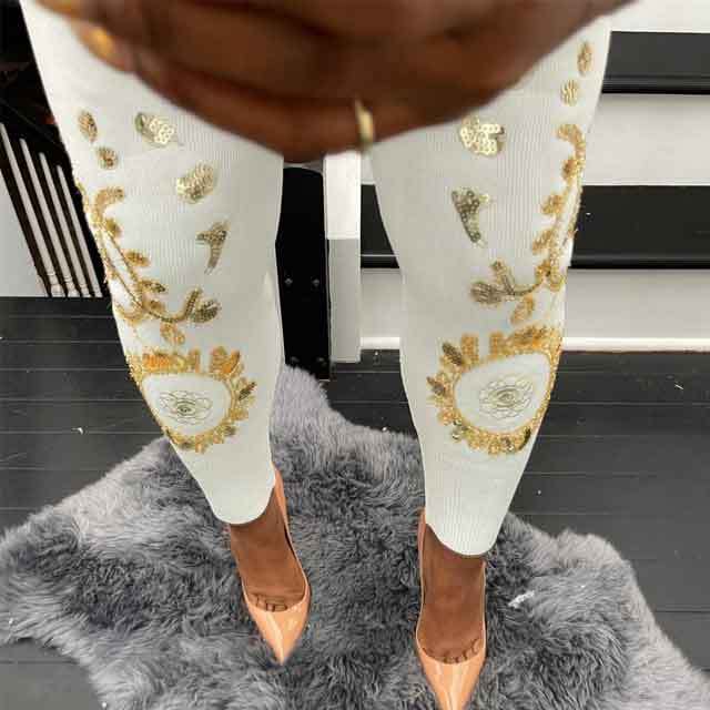 Sequin Embroidered Sweater Pants Set