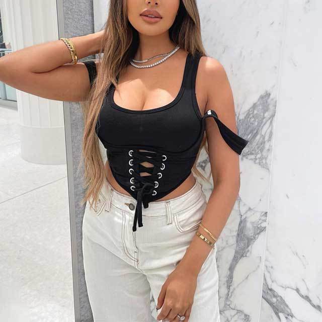 Lace-Up Corset Bustier Top