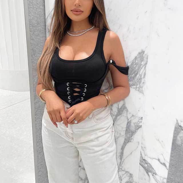 Lace-Up Corset Bustier Top