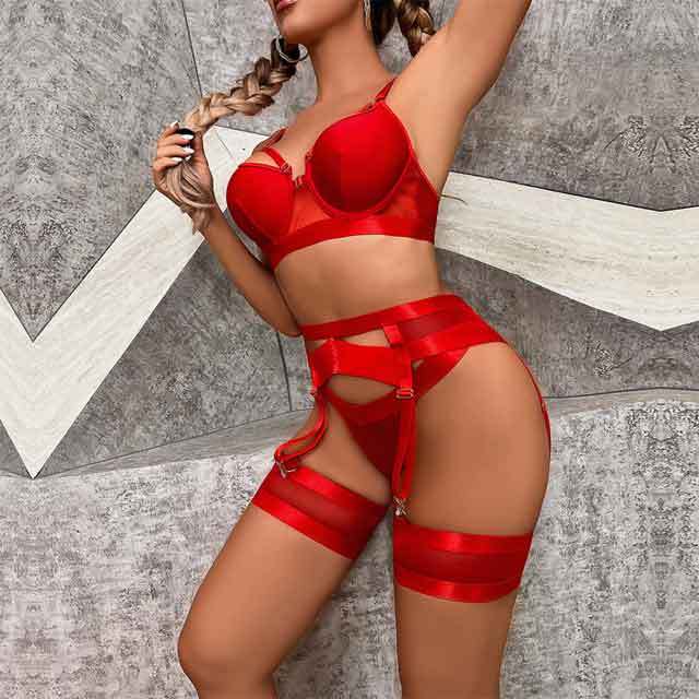 Hollow Out Mesh Lingerie Set