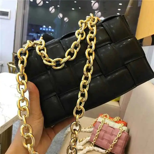 Leather Metal Chain Luxury HandBag