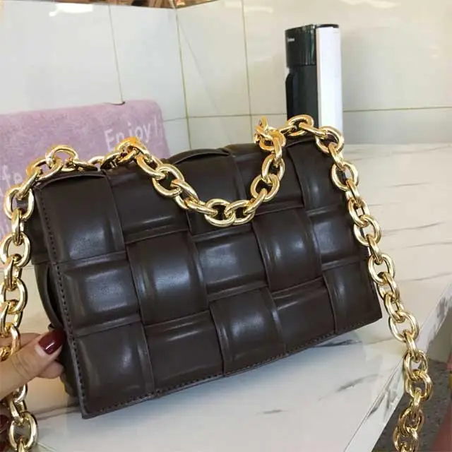 Leather Metal Chain Luxury HandBag