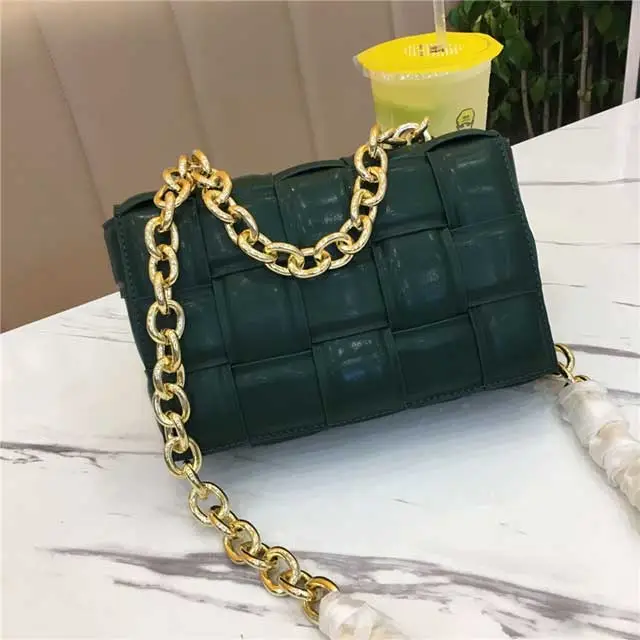 Leather Metal Chain Luxury HandBag