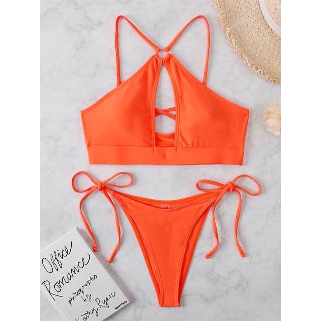 Hollow Out Strappy Bikini Set