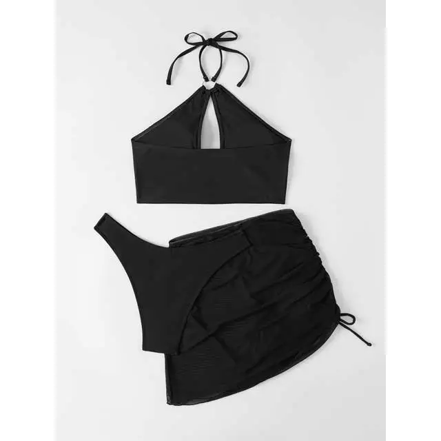 Solid 3 Piece Swimsuit Set