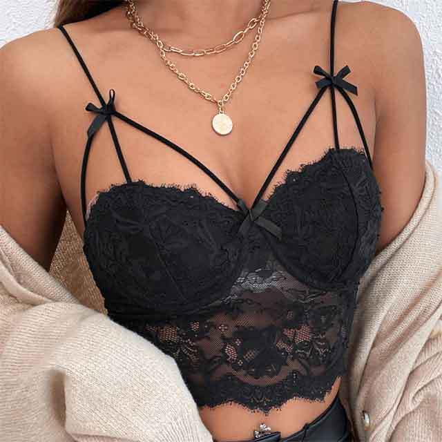 Caged Design Lace Cami Top