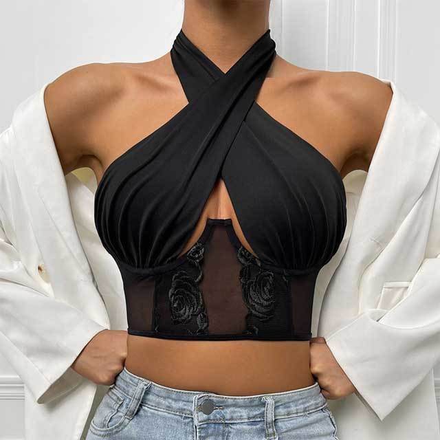 Halter Mesh Crop Top
